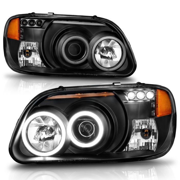 Anzo Explorer Projector Headlights w/ Halo Black 1 pc (1995-2001)