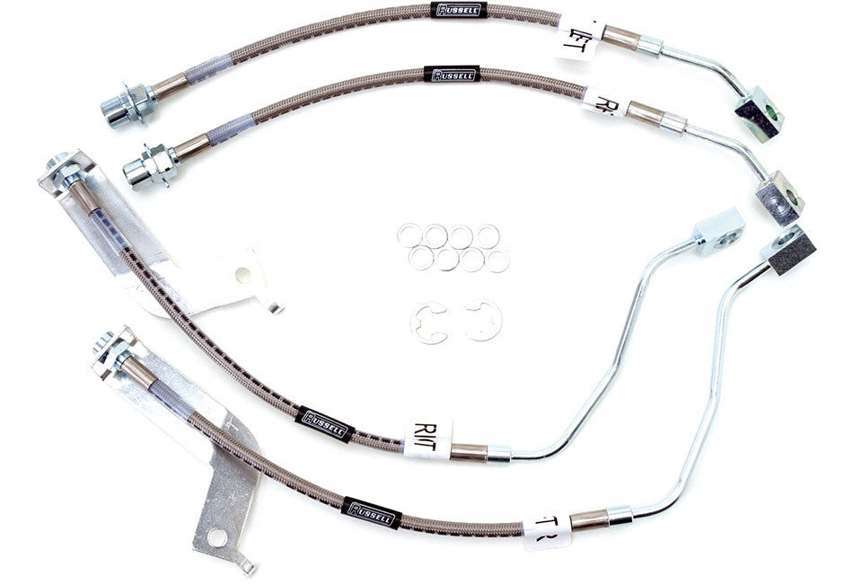 Russell Mustang Stainless Steel Braided Brake Lines Front & Rear Hose Set (99-04 GT & V6, 03-04 Mach 1)