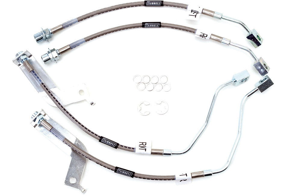 Russell Mustang Stainless Steel Braided Brake Lines Front & Rear Hose Set (99-04 GT & V6, 03-04 Mach 1)