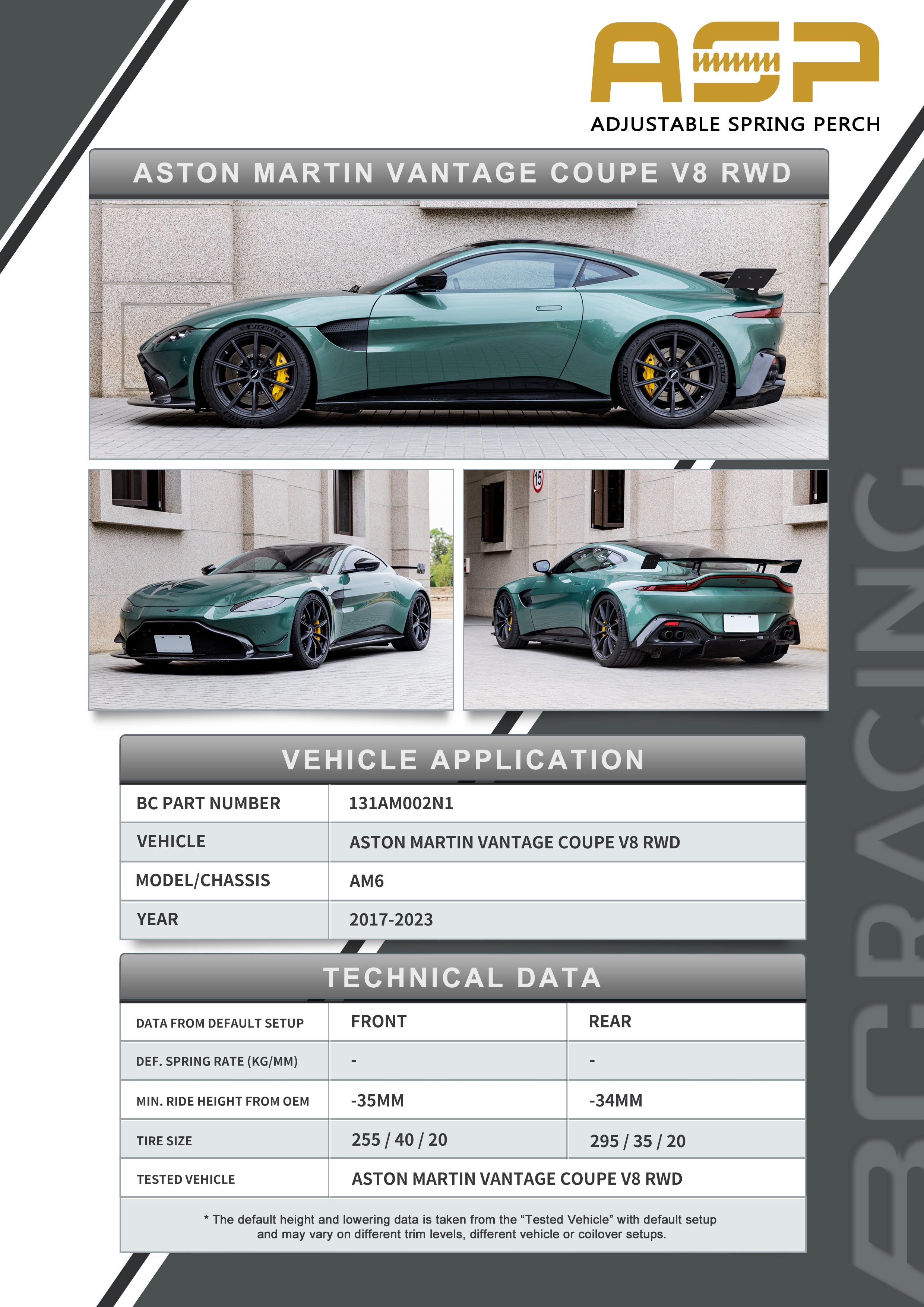 ASP Series: 17-23 Aston Martin Vantage V8 (Without Front Camber)