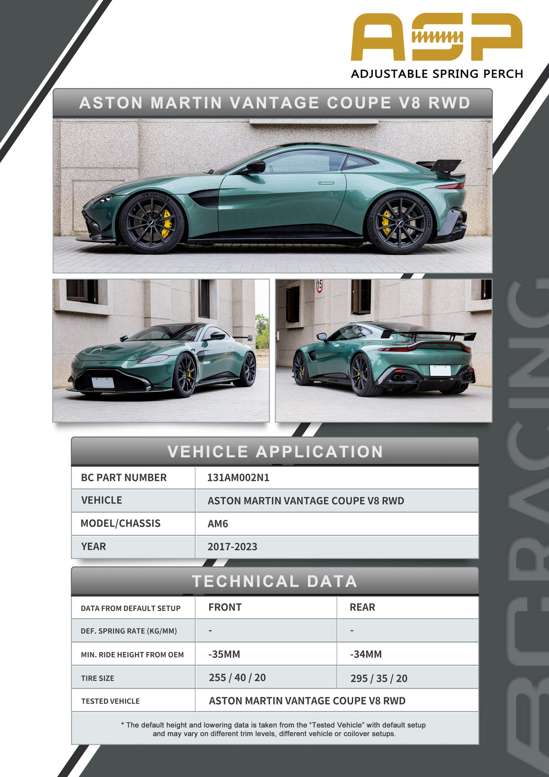 ASP Series: 17-23 Aston Martin Vantage V8 (Without Front Camber)