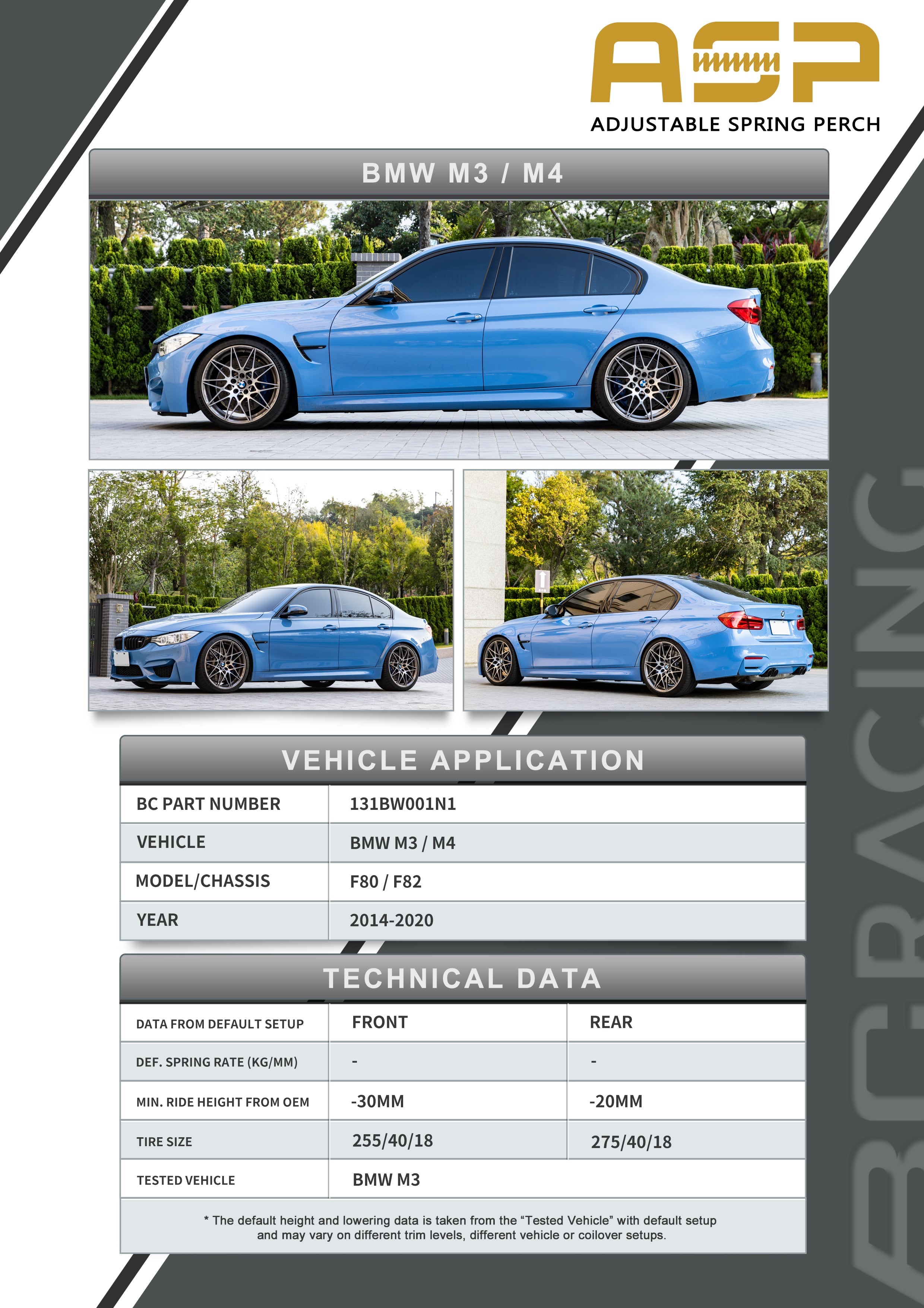 ASP Series: 14-20 BMW M3/M4 RWD (Without Front Camber)