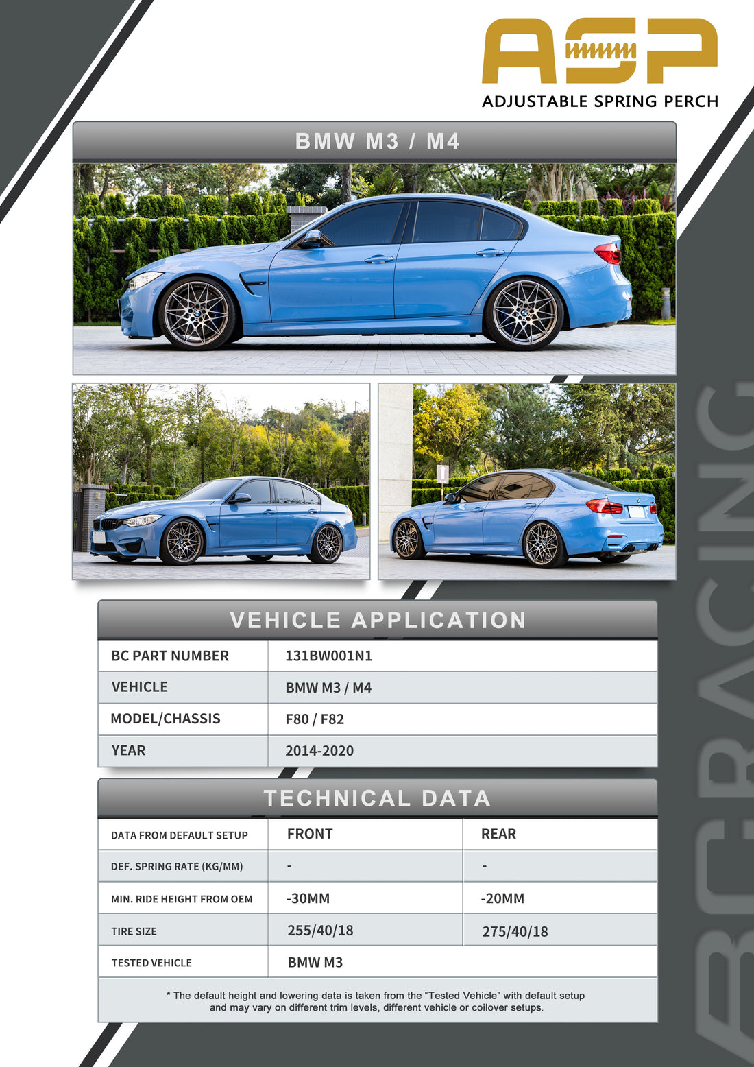 ASP Series: 14-20 BMW M3/M4 RWD (Without Front Camber)