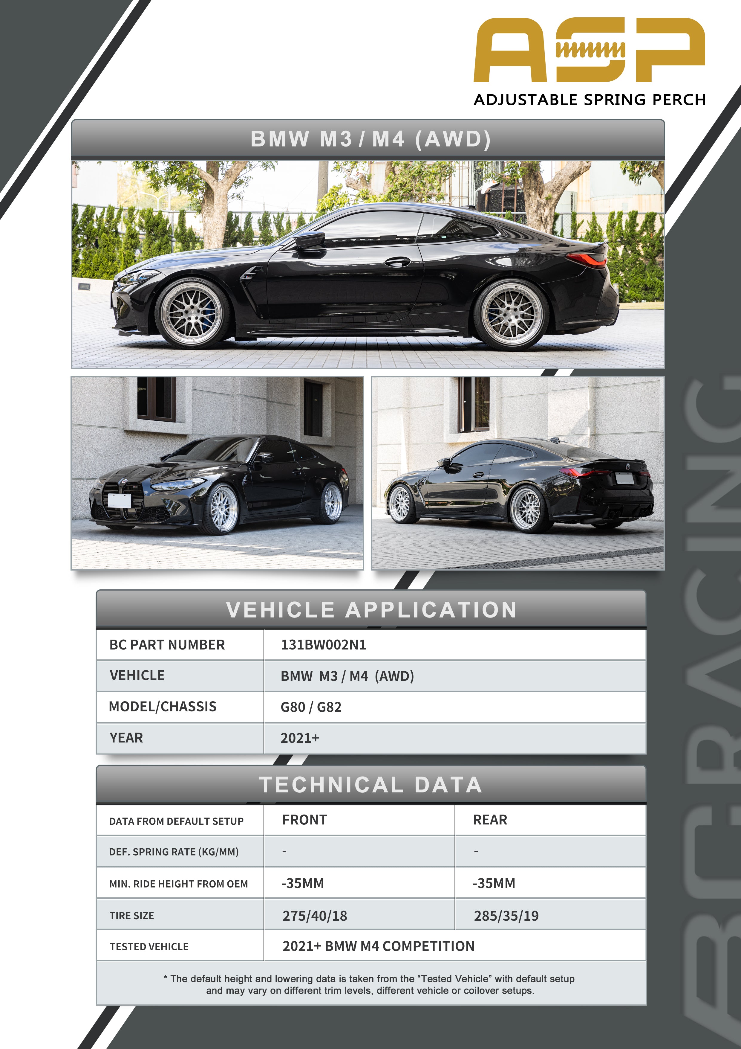 ASP Series: 21- BMW M3/M4 RWD/AWD (Without Front Camber)