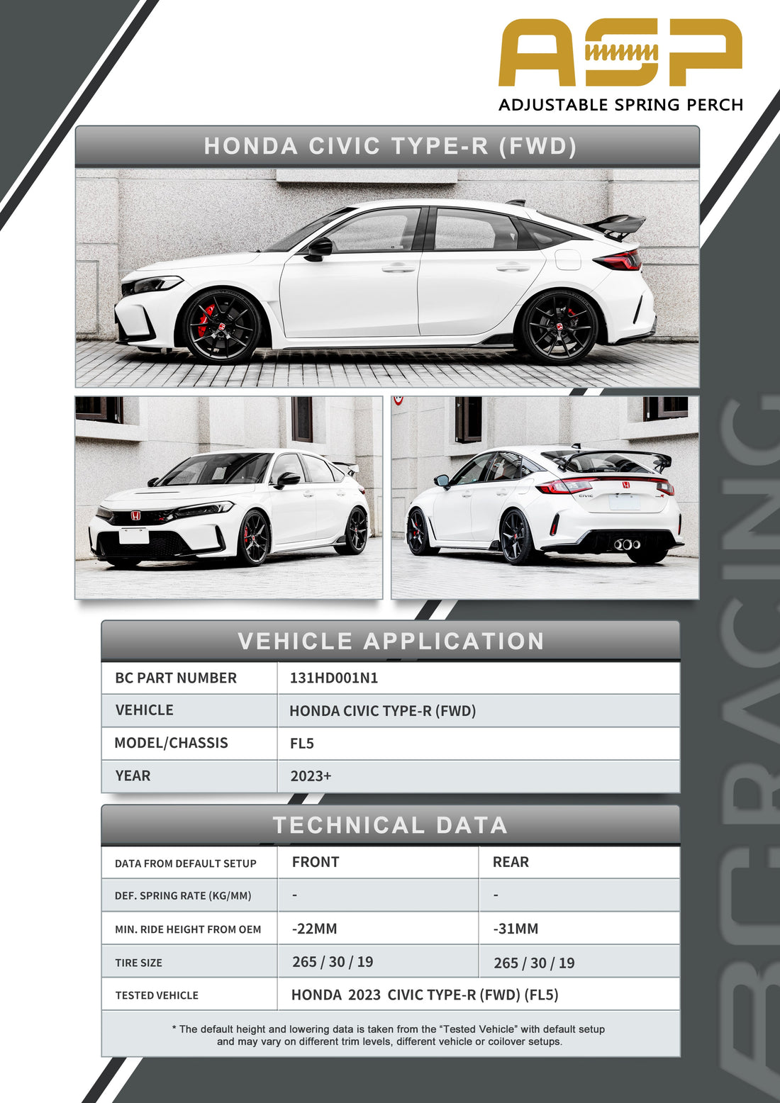 ASP Series: 23- Honda Civic Type R (Without Front Camber)