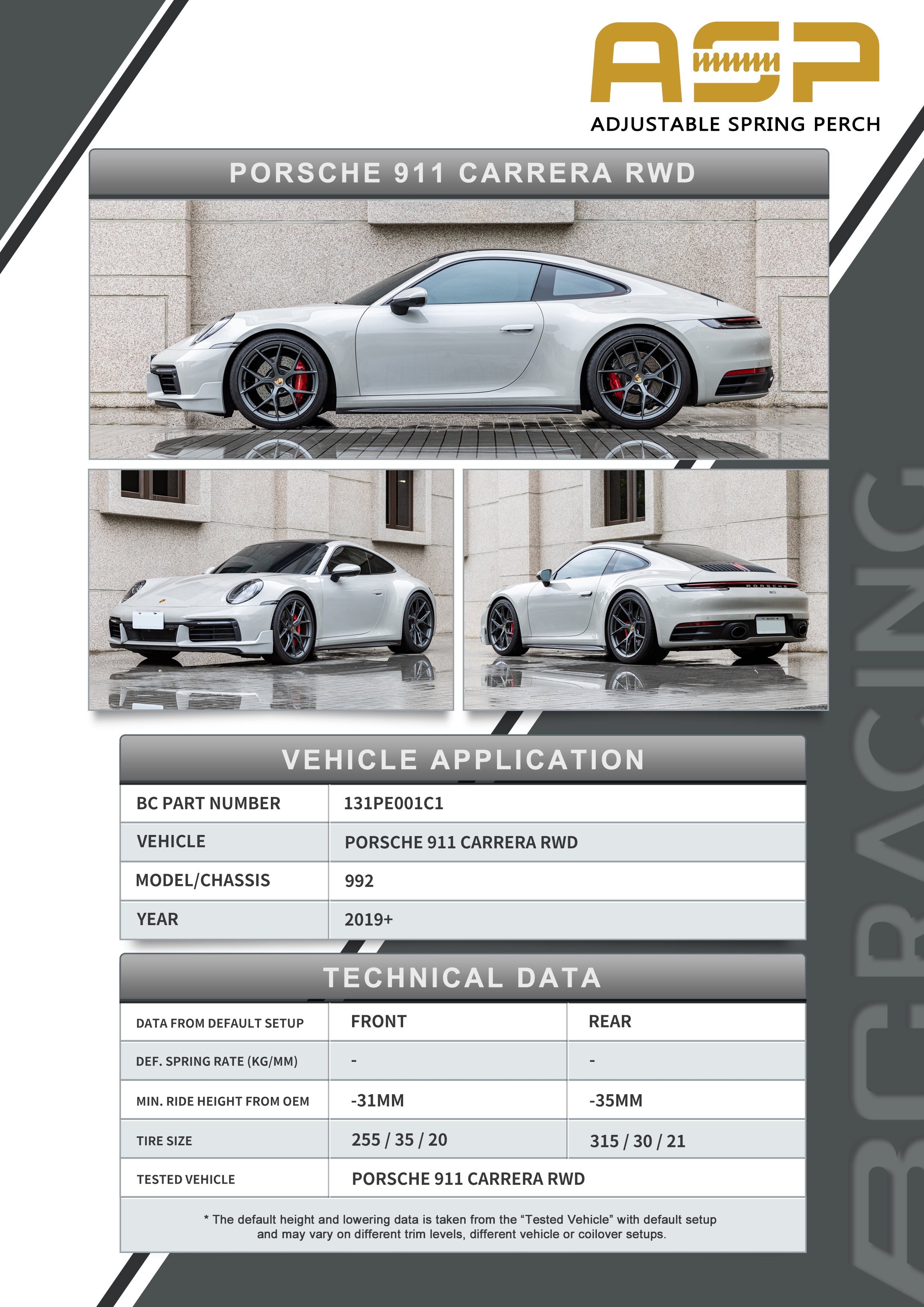 ASP Series: 19- Porsche 911 Carrera RWD (With Front Camber)