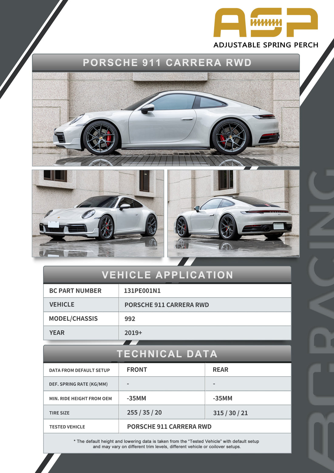 ASP Series: 19- Porsche 911 Carrera RWD (Without Front Camber)