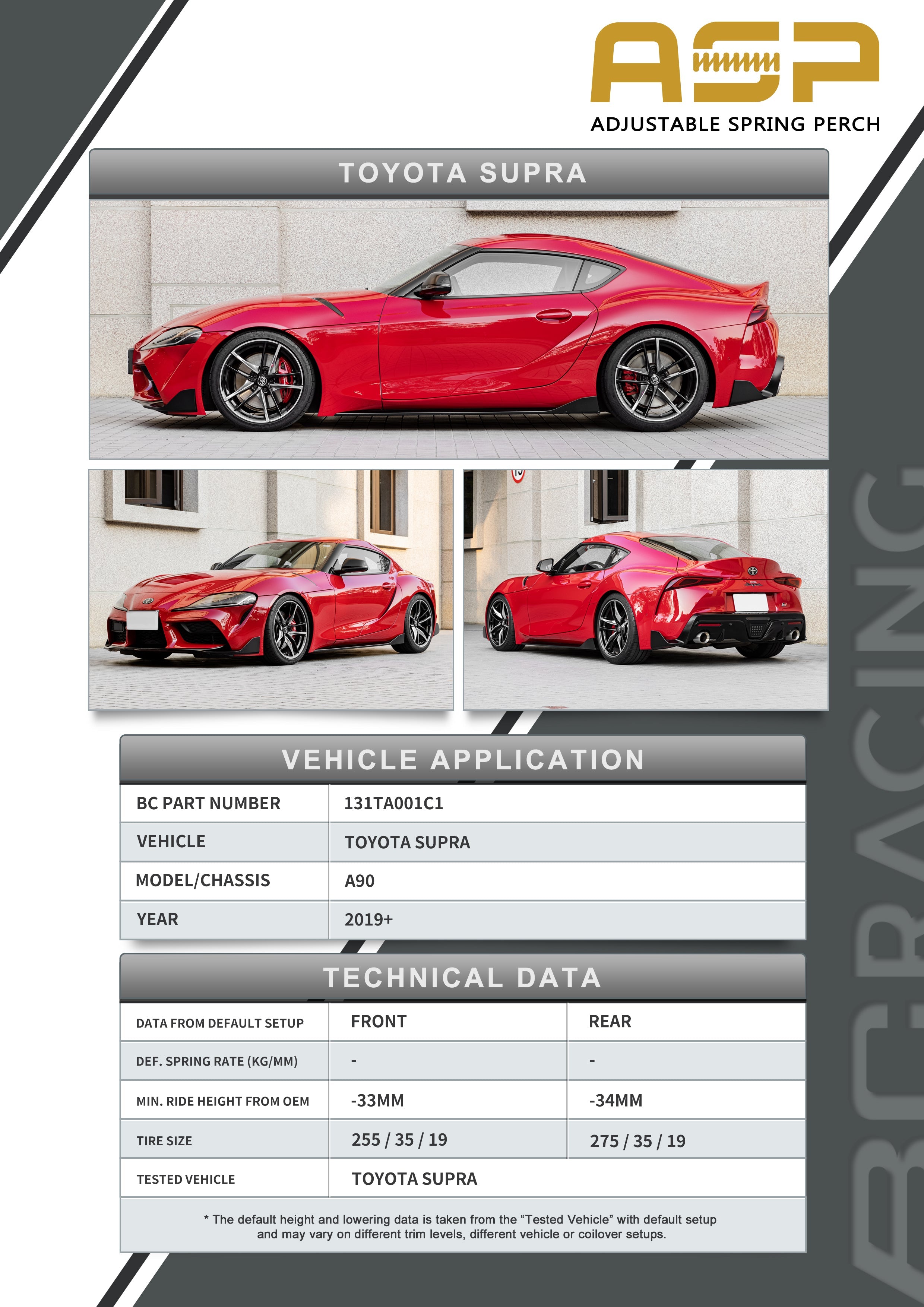 ASP Series: 19- Toyota Supra (With Front Camber)