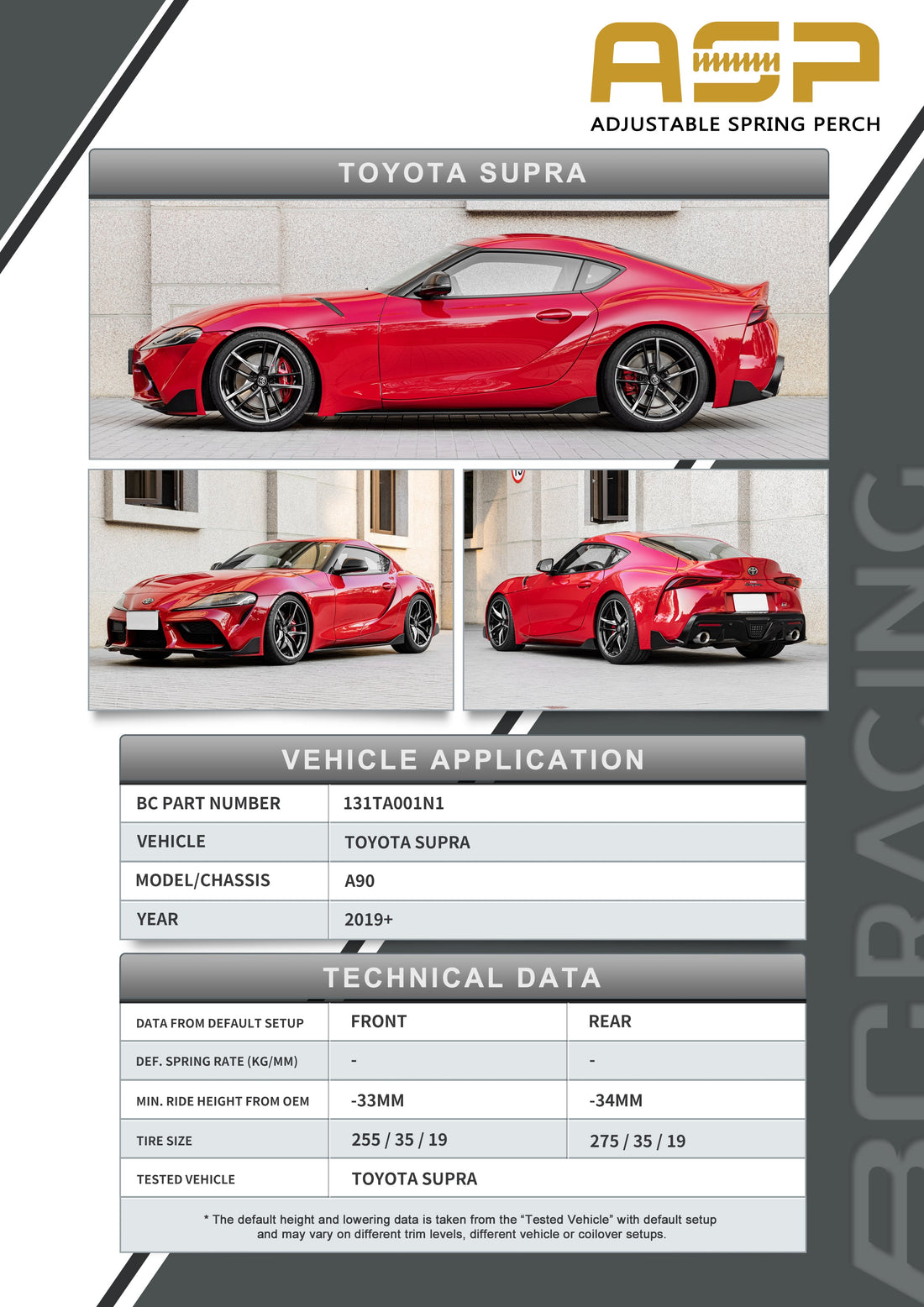 ASP Series: 19- Toyota Supra (Without Front Camber)