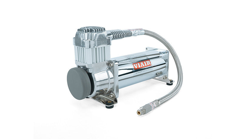 4 Gal. Polished Tank w/ Viair 444c chrome compressor, 1/4" & 3/8" fittings & tank mounting hardware - 27802