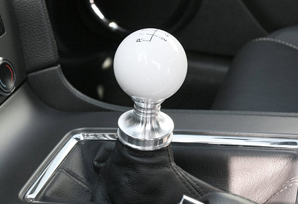 Steeda Mustang White Cue Ball Shift Knob & Billet Collar (2011-2014)