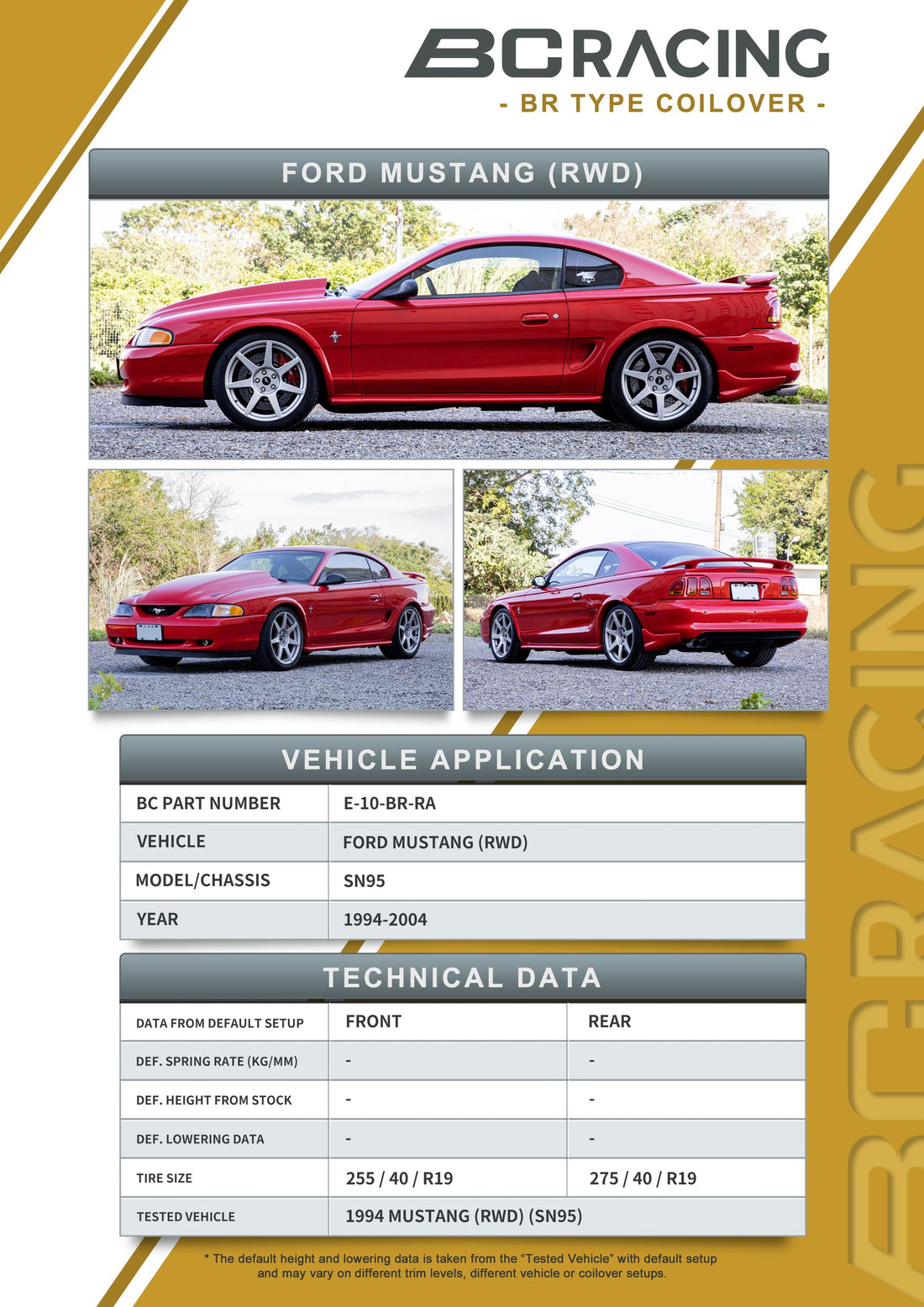 94-04 Ford Mustang SN95 (Exclude 99-04 Cobra) - E-10-BR-RA