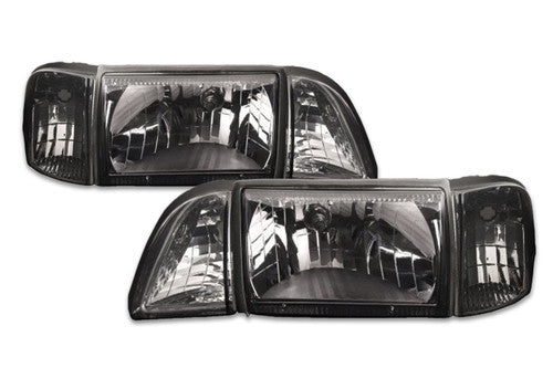 PDI Mustang Ultra Smoked Headlights w/ Amber Reflectors (1987-1993)