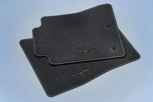 Mustang Front Carpet Floor Mats - Black Pony Logo (2015-2026)