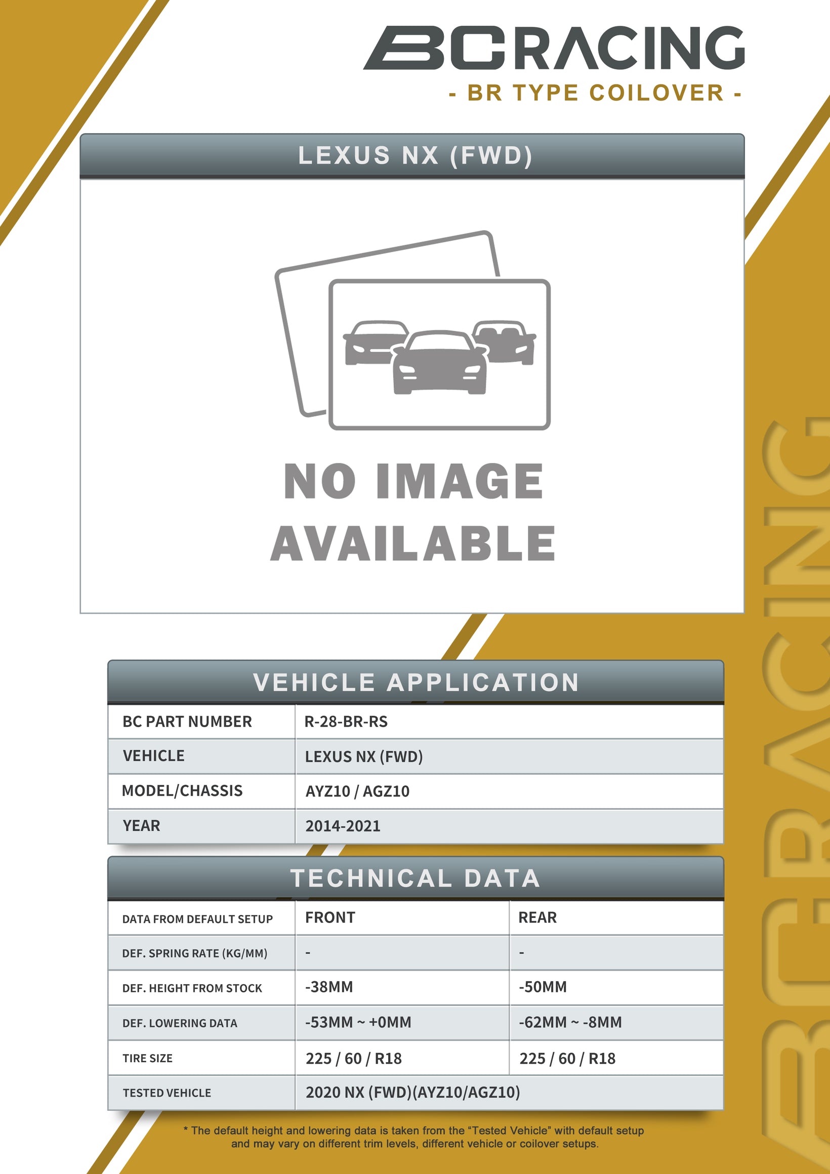 15-18 Lexus NX200t / NX300h (FWD) - R-28-BR-RS