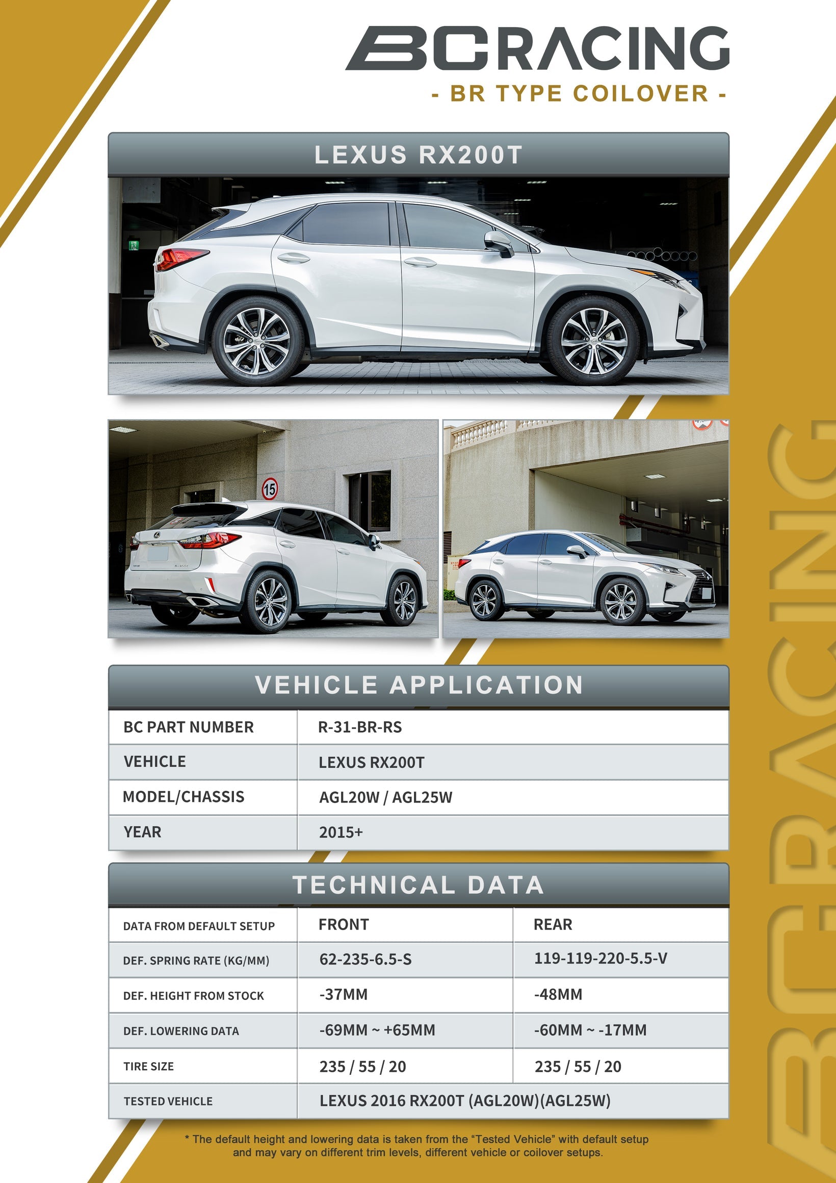 16-22 Lexus RX350 (FWD/AWD) - R-31-BR-RS