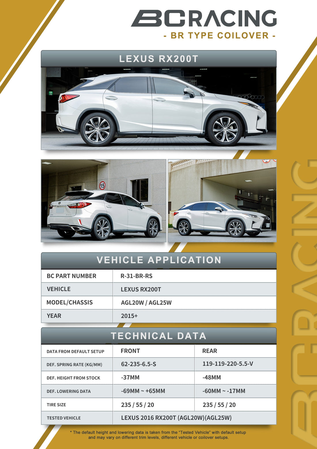 16-22 Lexus RX350 (FWD/AWD) - R-31-BR-RS