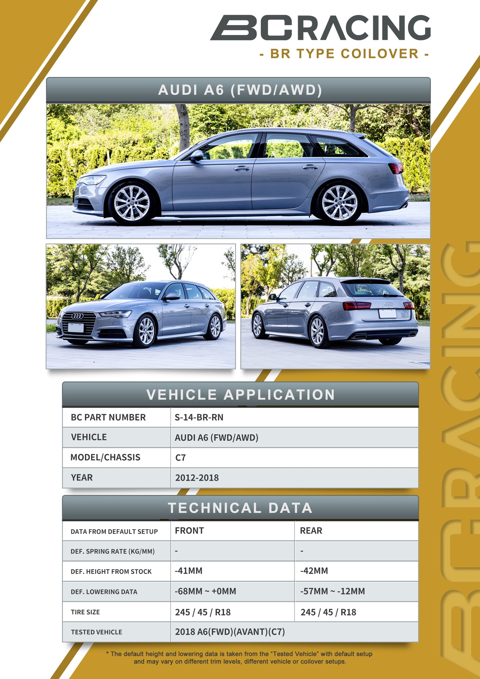 12-18 Audi A6 Sedan / Avant (C7 - FWD / AWD) - S-14-BR-RN