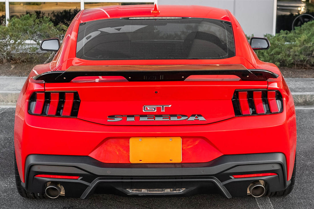 Mustang GT500 Style Spoiler w/ Tinted Wicker Bill - Gloss Black (2024-2026)
