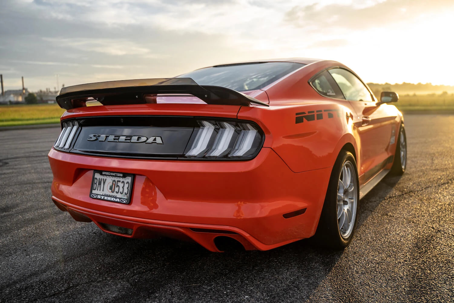 Mustang GT500 Style Spoiler w/ Tinted Wicker Bill - Gloss Black (2015-2023)