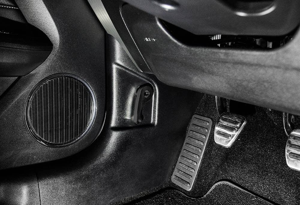 Steeda S550 Mustang Black Anodized Billet Aluminum Interior Hood Latch Release Lever (2015-2023)