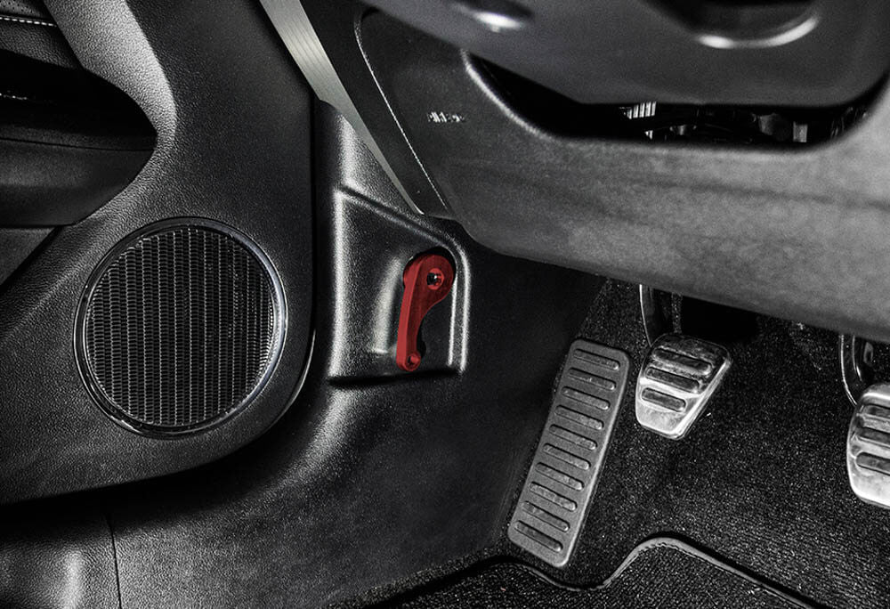 Steeda S550 Mustang Red Anodized Billet Aluminum Interior Hood Latch Release Lever All (2015-2023)