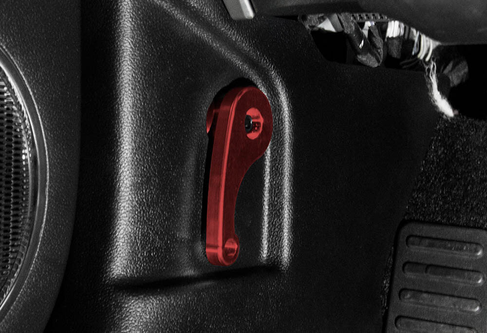 Steeda S550 Mustang Red Anodized Billet Aluminum Interior Hood Latch Release Lever All (2015-2023)