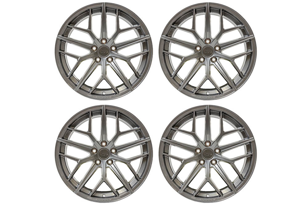 Steeda Mustang Trident Gloss Titanium Staggered Street Wheel Package - 19x10/11 (2005-2026)