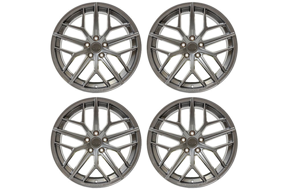 Steeda Mustang Trident Gloss Titanium Staggered Street Wheel Package - 19x10/11 (2005-2026)