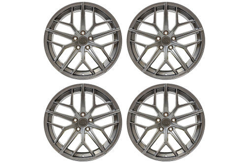 Steeda Mustang Trident Gloss Titanium Staggered Street Wheel Package - 19x10/11 (2005-2026)