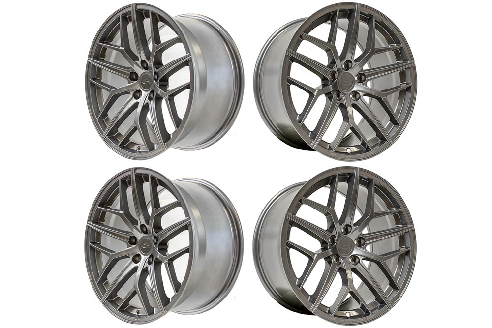 Steeda Mustang Trident Gloss Titanium Staggered Street Wheel Package - 19x10/11 (2005-2026)