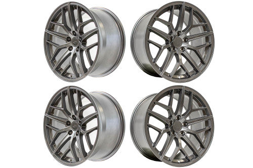 Steeda Mustang Trident Gloss Titanium Staggered Street Wheel Package - 19x10/11 (2005-2026)