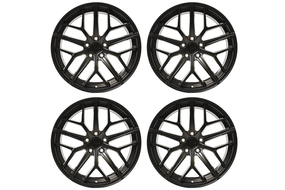 Steeda Mustang Trident Satin Black Staggered Street Wheel Package - 19x10/11 (2005-2026)