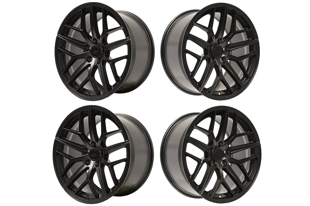 Steeda Mustang Trident Satin Black Staggered Street Wheel Package - 19x10/11 (2005-2026)